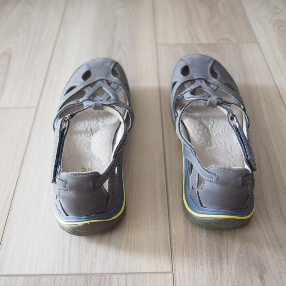 Jambu Sydney Gray Women's Leather Sandals with Cut-Out Design Size 9.5 M - Picture 13 of 14